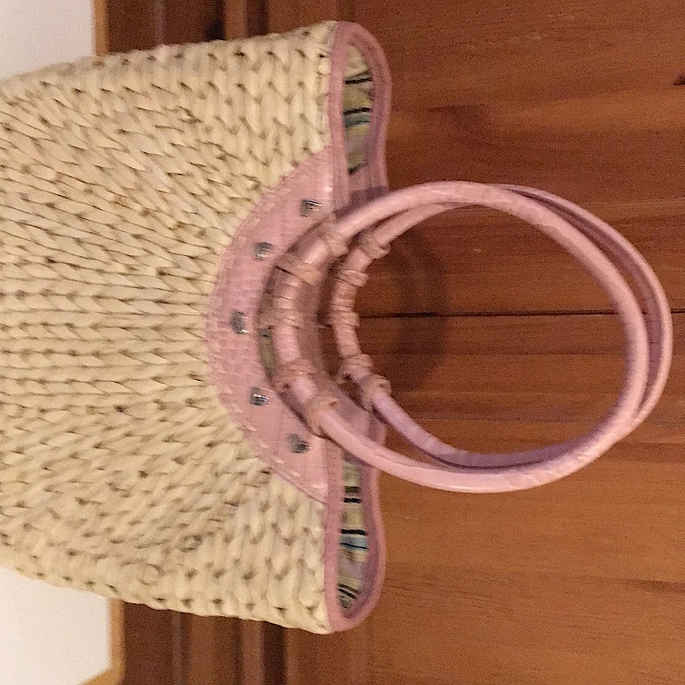 Brighton straw and leather handbag. Vintage.